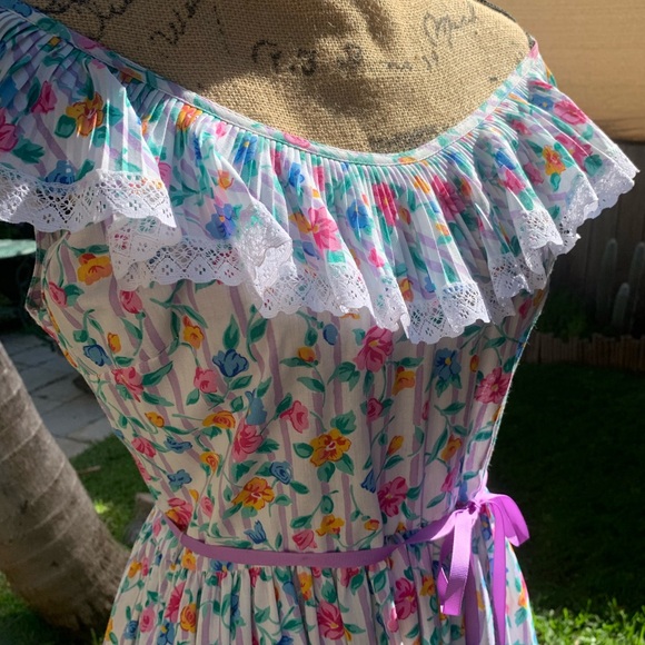 VINTAGE Oscar de la Renta Floral Summer Tea Dress - Picture 4 of 12